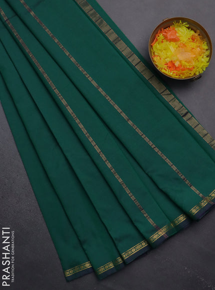 Arani semi silk saree dual shade of green with plain body and small zari woven border