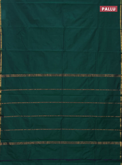 Arani semi silk saree dual shade of green with plain body and small zari woven border