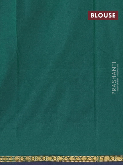 Arani semi silk saree dual shade of green with plain body and small zari woven border