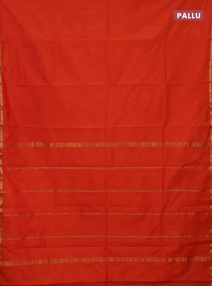 Arani semi silk saree orange with plain body and small zari woven border