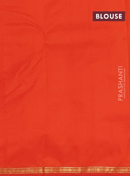 Arani semi silk saree orange with plain body and small zari woven border