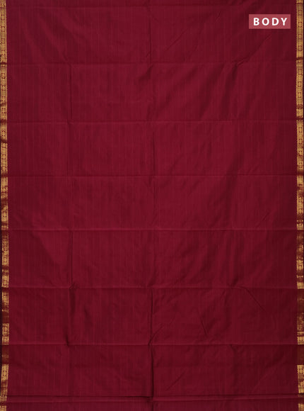 Arani semi silk saree dark pink with plain body and zari woven border