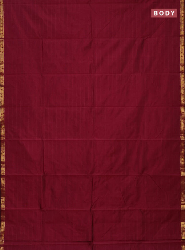 Arani semi silk saree dark pink with plain body and zari woven border