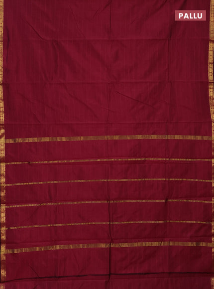 Arani semi silk saree dark pink with plain body and zari woven border