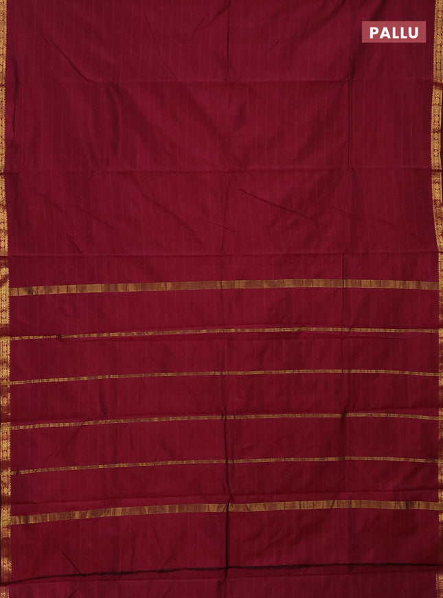 Arani semi silk saree dark pink with plain body and zari woven border