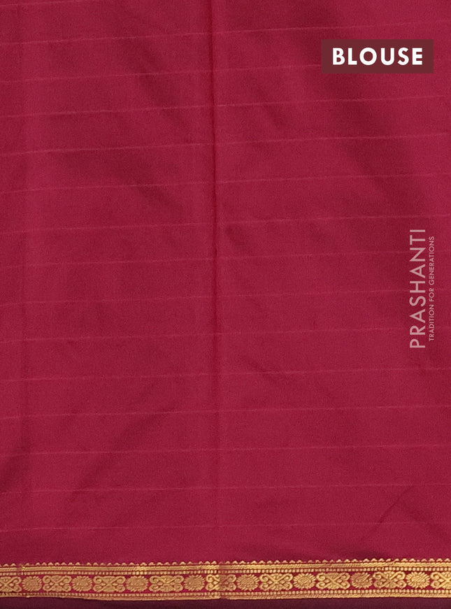 Arani semi silk saree dark pink with plain body and zari woven border