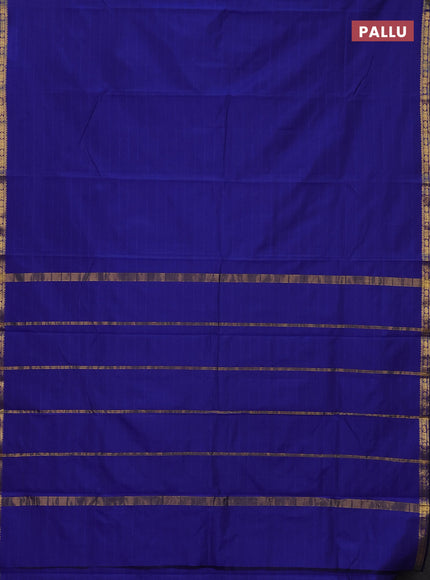 Arani semi silk saree blue with plain body and zari woven border