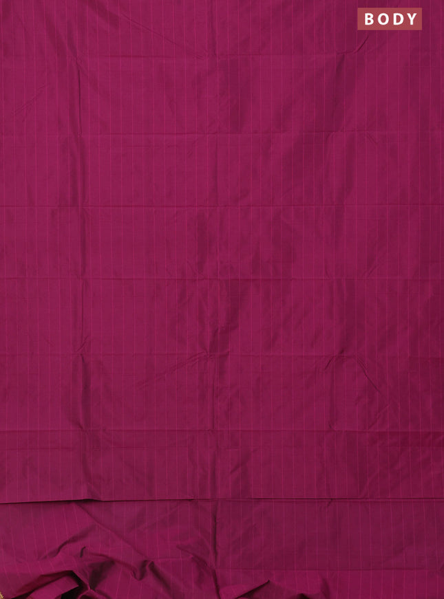 Arani semi silk saree dark magenta pink with plain body and zari woven border