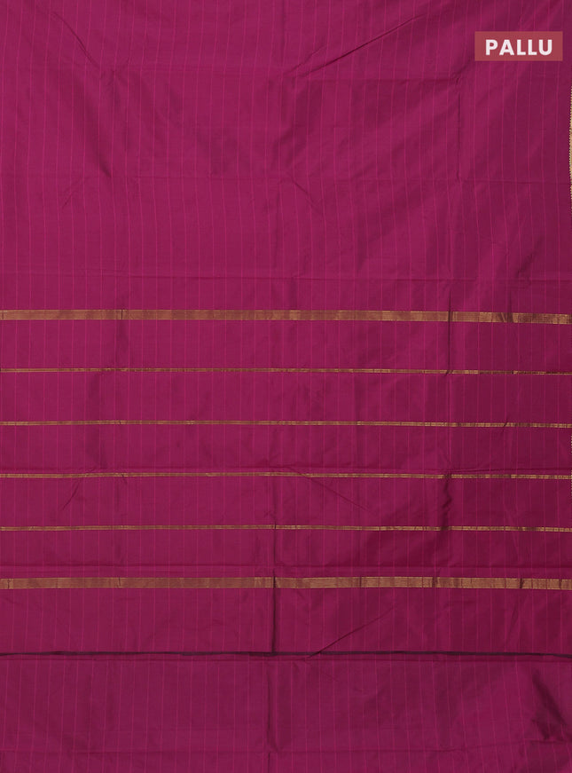 Arani semi silk saree dark magenta pink with plain body and zari woven border