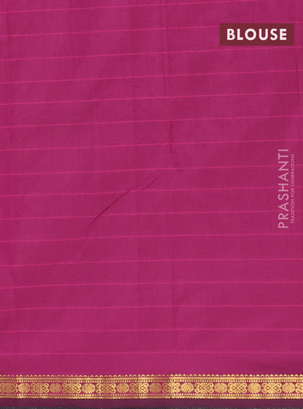 Arani semi silk saree dark magenta pink with plain body and zari woven border
