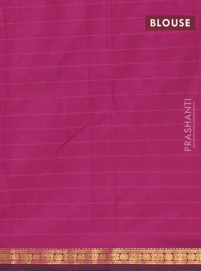 Arani semi silk saree dark magenta pink with plain body and zari woven border