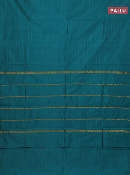 Arani semi silk saree peacock green with plain body and zari woven border