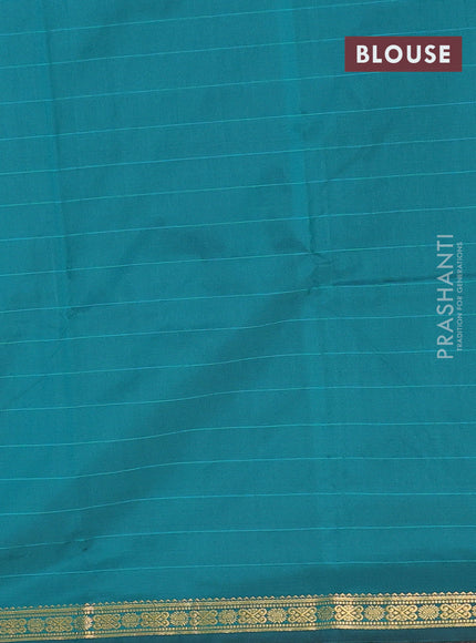 Arani semi silk saree peacock green with plain body and zari woven border