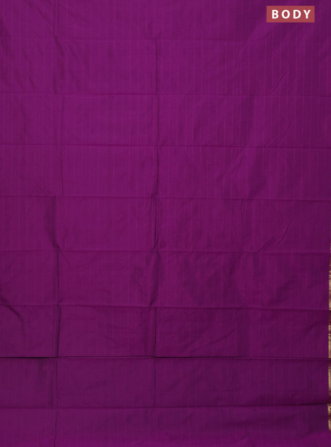 Arani semi silk saree purple with plain body and zari woven border