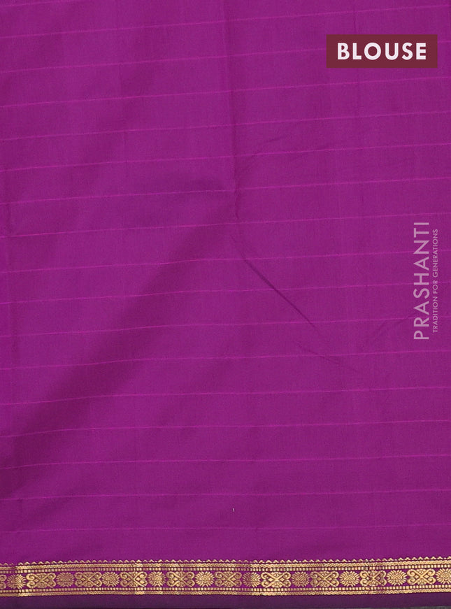 Arani semi silk saree purple with plain body and zari woven border