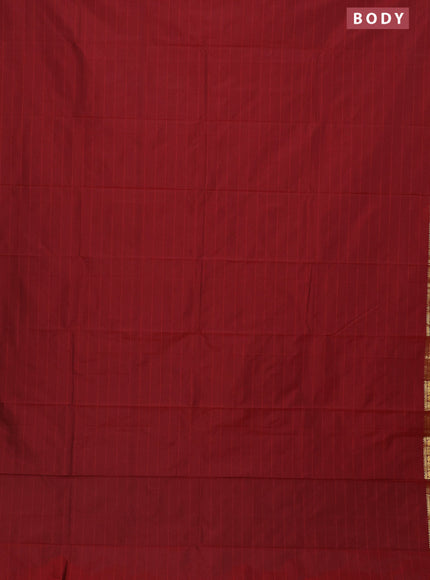 Arani semi silk saree maroon with plain body and zari woven border