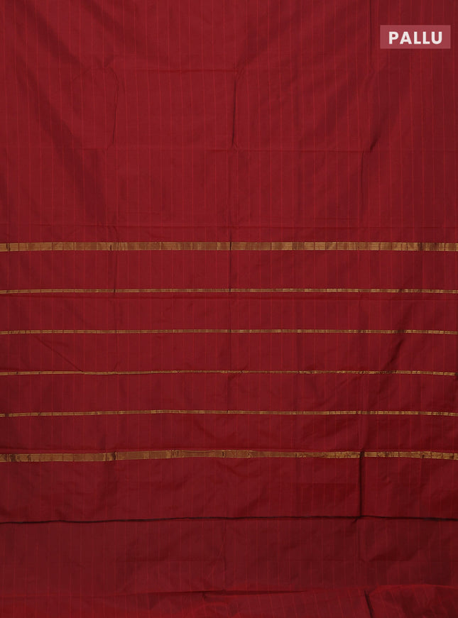 Arani semi silk saree maroon with plain body and zari woven border