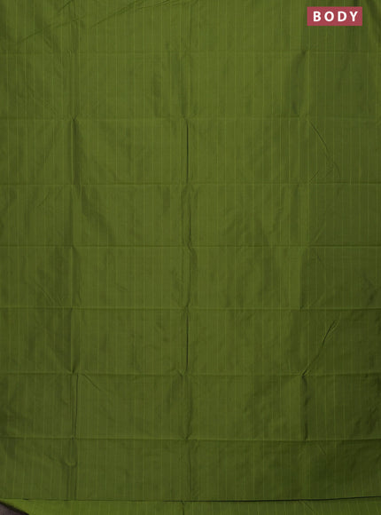 Arani semi silk saree sap green with plain body and zari woven border