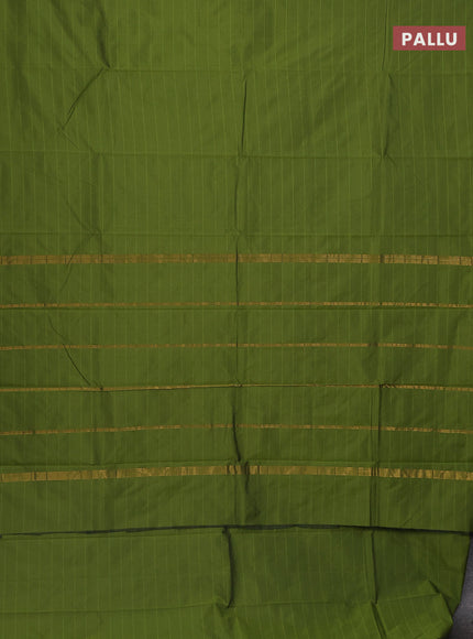 Arani semi silk saree sap green with plain body and zari woven border