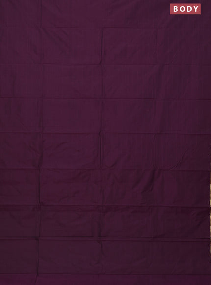 Arani semi silk saree deep purple with plain body and zari woven border
