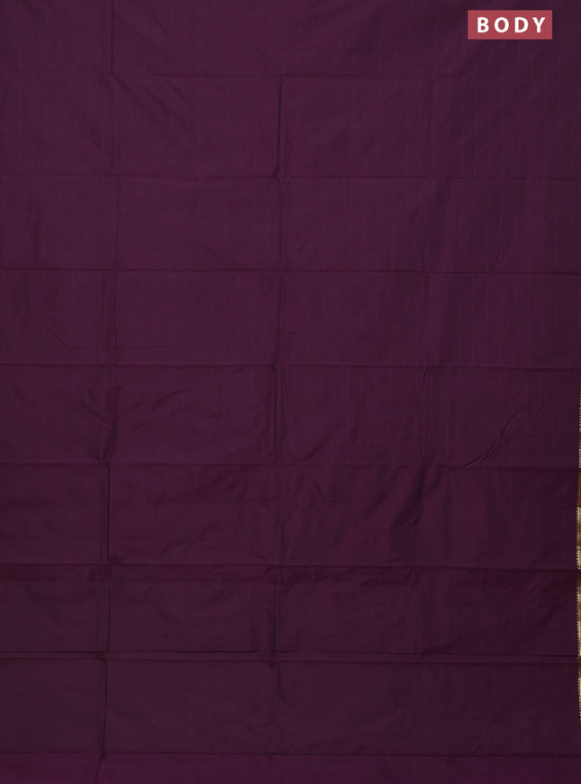 Arani semi silk saree deep purple with plain body and zari woven border