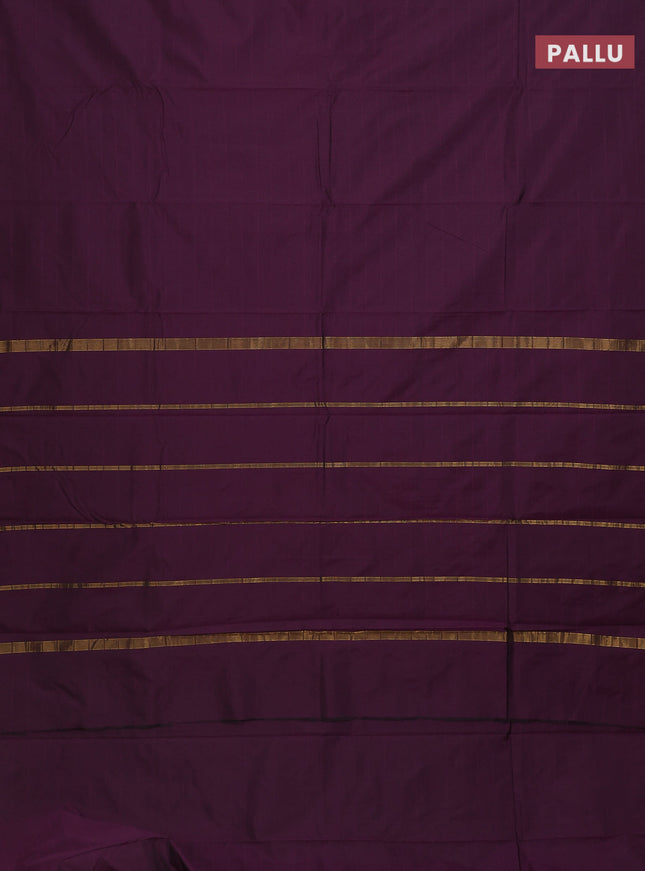 Arani semi silk saree deep purple with plain body and zari woven border