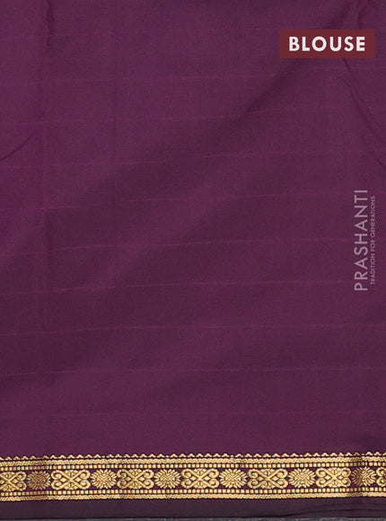 Arani semi silk saree deep purple with plain body and zari woven border