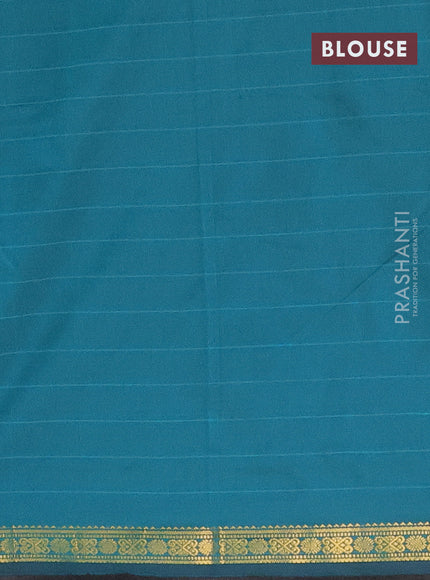 Arani semi silk saree peacock green with plain body and zari woven border