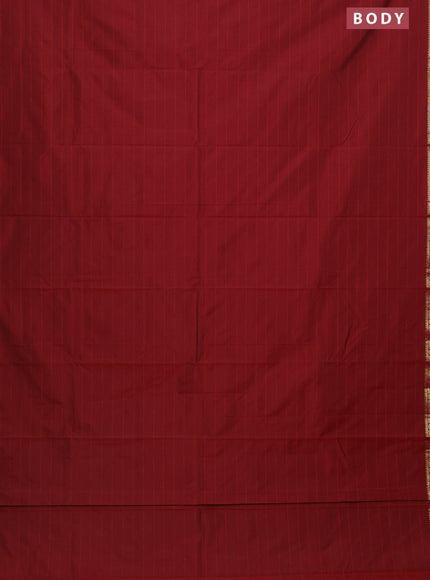Arani semi silk saree maroon with plain body and zari woven border
