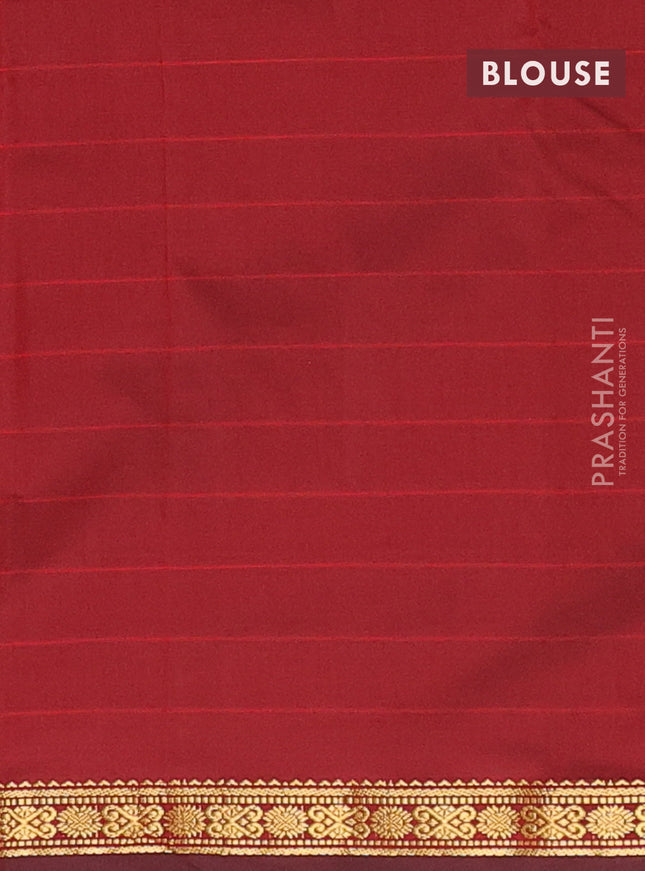 Arani semi silk saree maroon with plain body and zari woven border