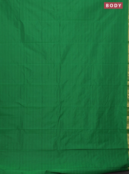 Arani semi silk saree green with plain body and zari woven border