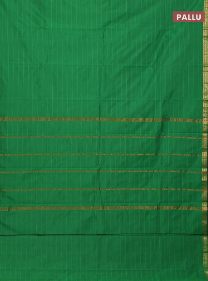 Arani semi silk saree green with plain body and zari woven border