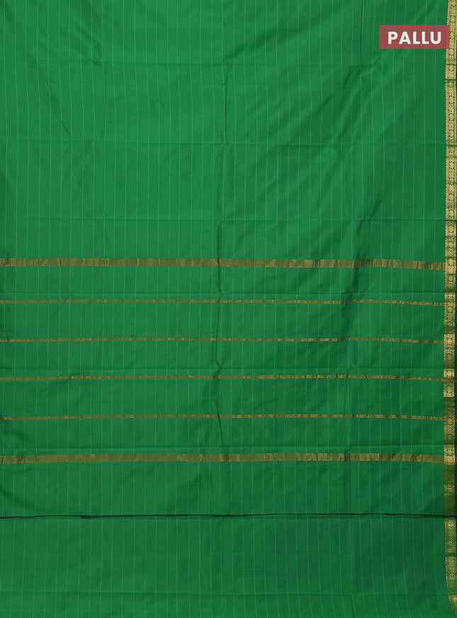 Arani semi silk saree green with plain body and zari woven border
