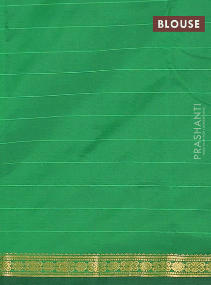 Arani semi silk saree green with plain body and zari woven border
