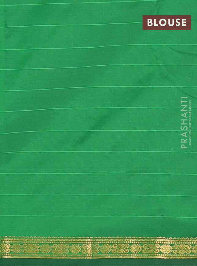 Arani semi silk saree green with plain body and zari woven border