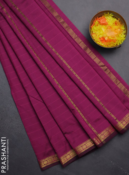 Arani semi silk saree purple with plain body and zari woven border