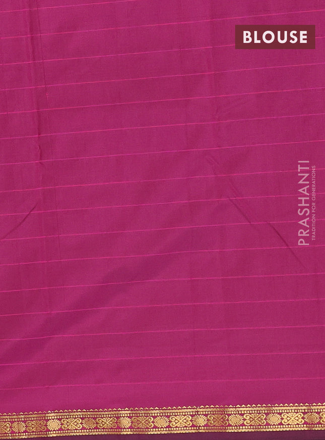 Arani semi silk saree purple with plain body and zari woven border