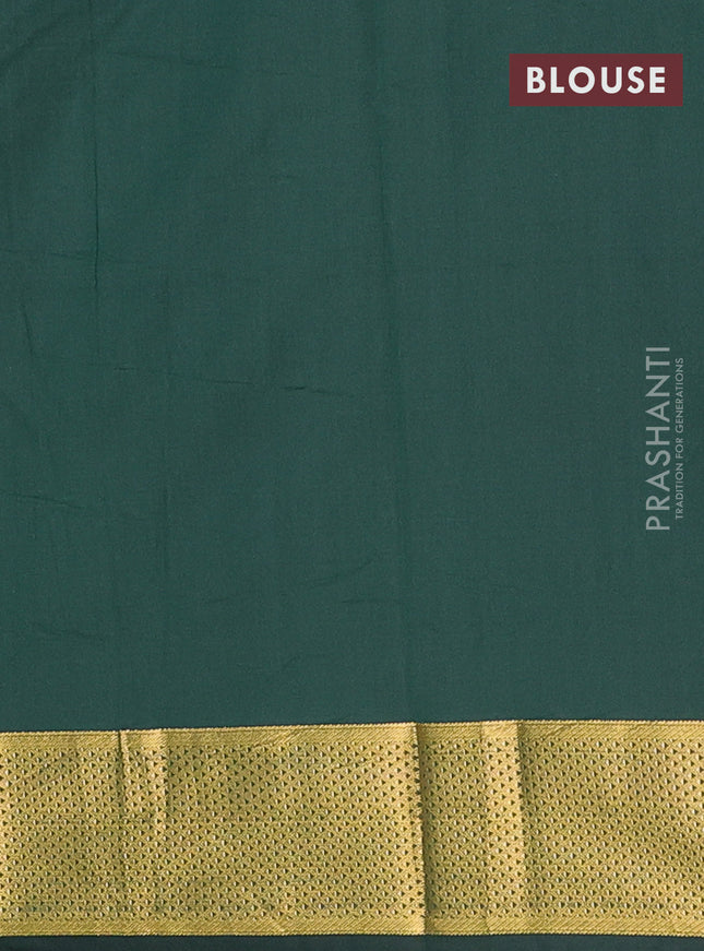 Arani semi silk saree bottle green with zari woven buttas and zari woven border
