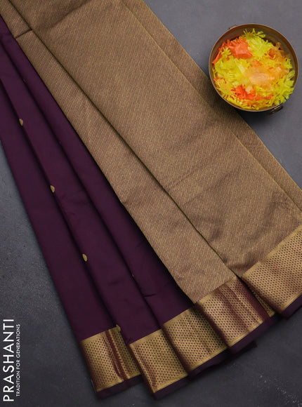 Arani semi silk saree deep purple with zari woven buttas and zari woven border