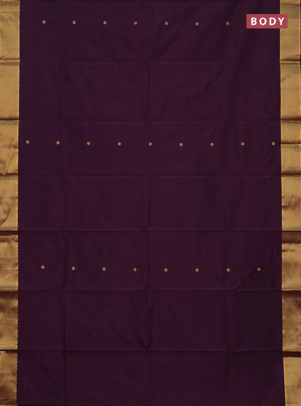 Arani semi silk saree deep purple with zari woven buttas and zari woven border