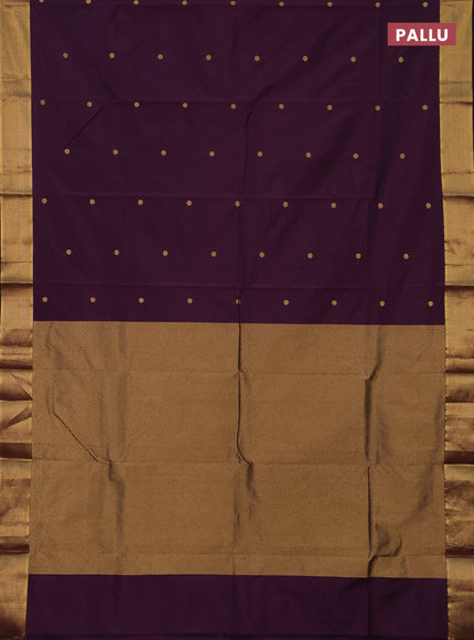 Arani semi silk saree deep purple with zari woven buttas and zari woven border