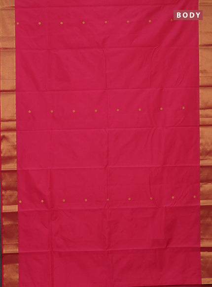 Arani semi silk saree dark peach pink with zari woven buttas and zari woven border