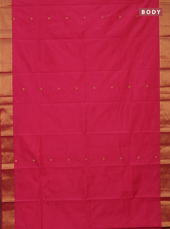 Arani semi silk saree dark peach pink with zari woven buttas and zari woven border