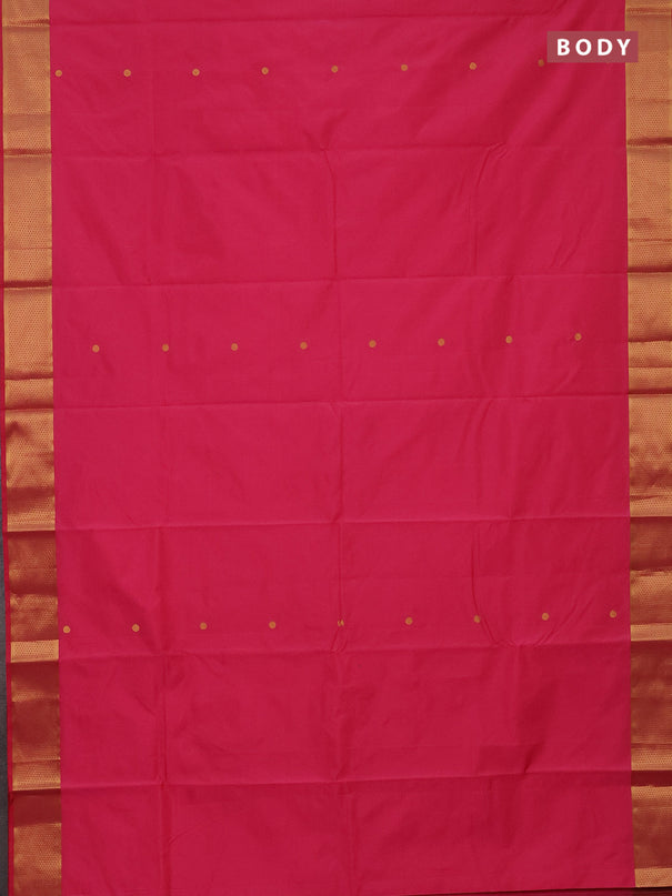 Arani semi silk saree dark peach pink with zari woven buttas and zari woven border