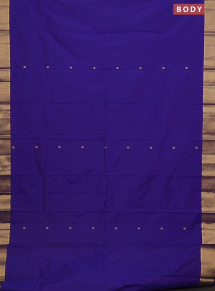 Arani semi silk saree blue with zari woven buttas and zari woven border