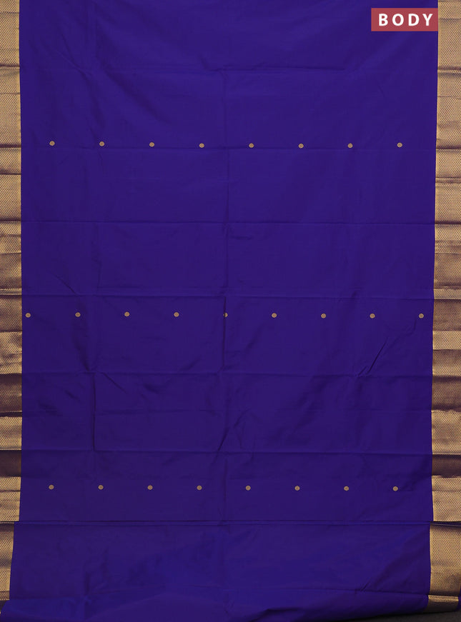 Arani semi silk saree blue with zari woven buttas and zari woven border