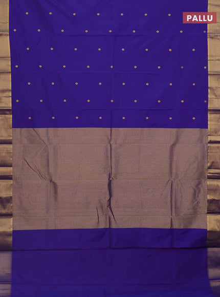 Arani semi silk saree blue with zari woven buttas and zari woven border