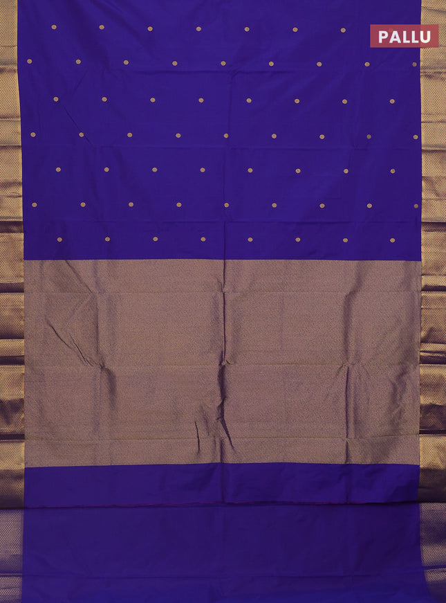 Arani semi silk saree blue with zari woven buttas and zari woven border