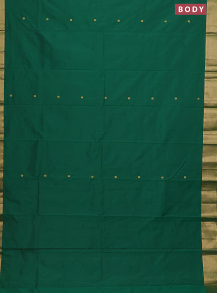 Arani semi silk saree green with zari woven buttas and zari woven border