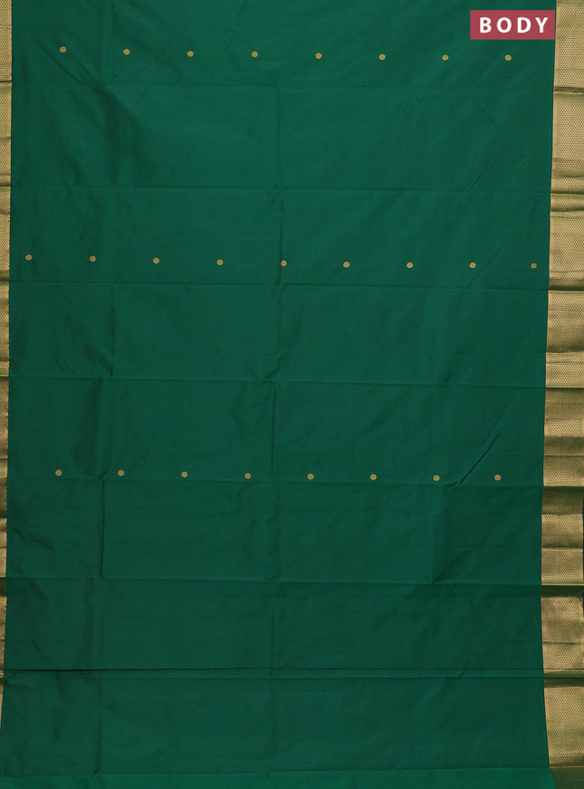 Arani semi silk saree green with zari woven buttas and zari woven border